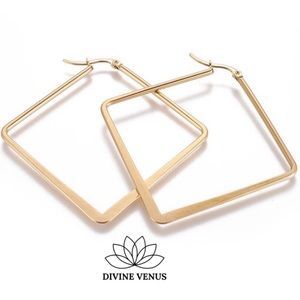 Gold Plated Stainless Steel Rhombus Earrings